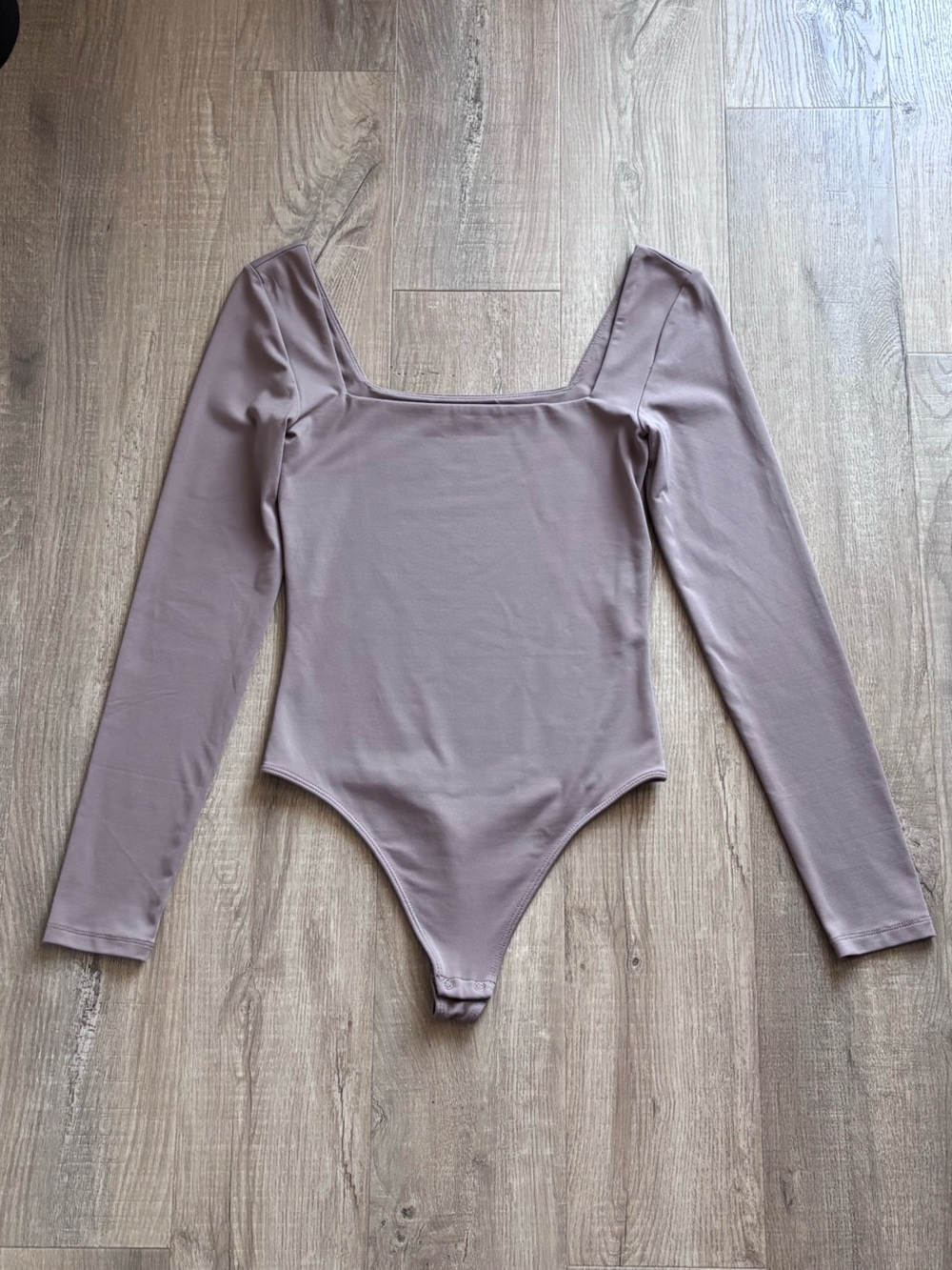 Babaton Long Sleeve Contour Square Neck Bodysuit in Taupe